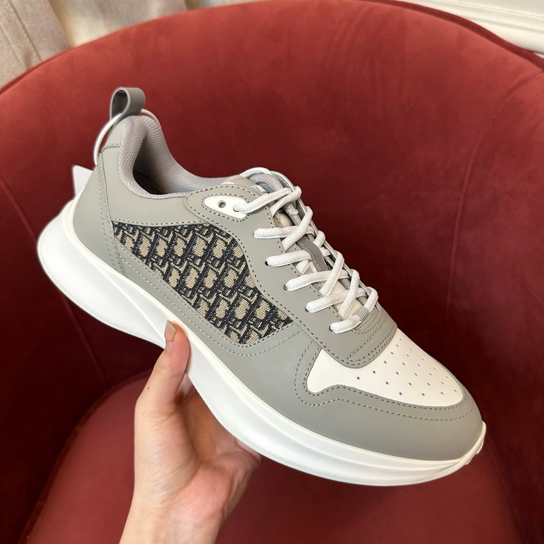 Dior B25 Oblique Grey Leather White - Afbeelding 4