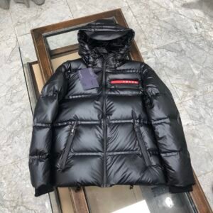 Alternative view of Prada Linea Rossa Re-Nylon Hooded Puffer Jacket Black