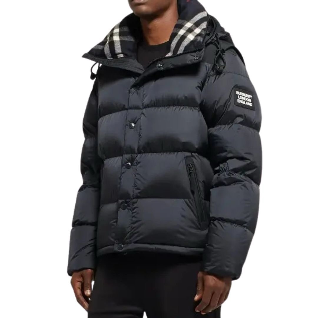 Burberry Lockwell Hooded Check Down Jacket Black