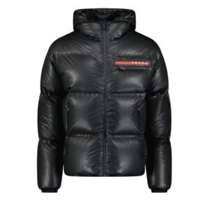 Prada Linea Rossa Re-Nylon Hooded Puffer Jacket Black
