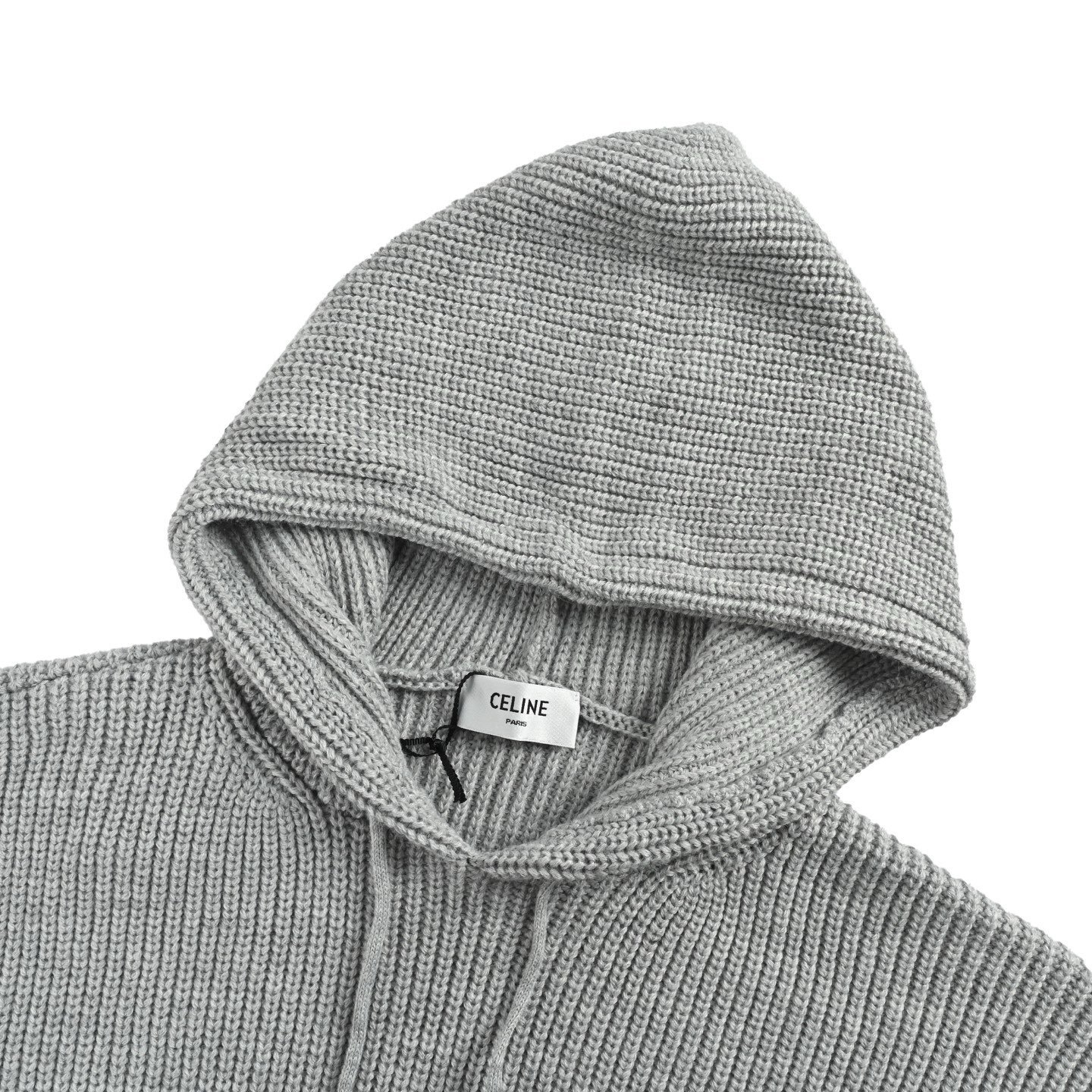 Celine Logo-Appliqued Ribbed Wool In Grey Relaxed Fit - Afbeelding 4