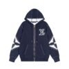Louis Vuitton Graphic Intarsia Zipped Cotton Hoodie Navy/White