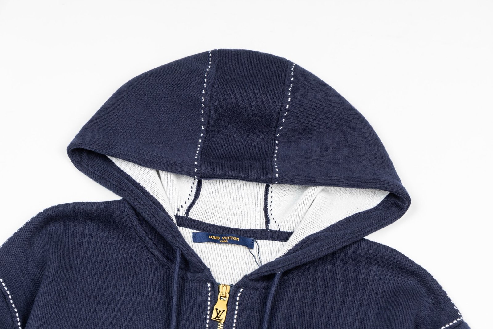 Louis Vuitton Graphic Intarsia Zipped Cotton Hoodie Navy/White - Afbeelding 2