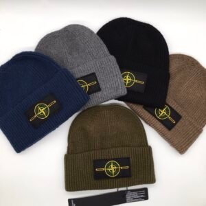 Stone Island Logo Patch Wool Beanie