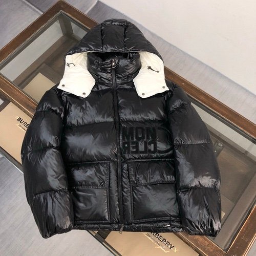 Moncler Black Abbaye Down Jacket Black/White - Afbeelding 2