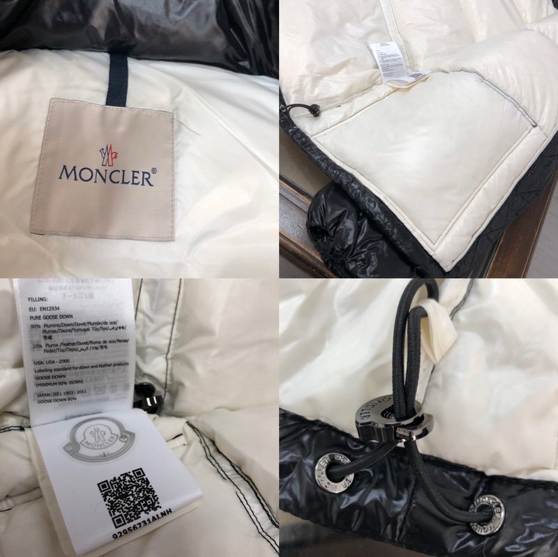 Moncler Black Abbaye Down Jacket Black/White - Afbeelding 8