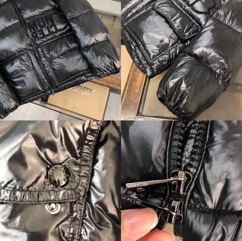 Moncler Black Abbaye Down Jacket Black/White - Afbeelding 7