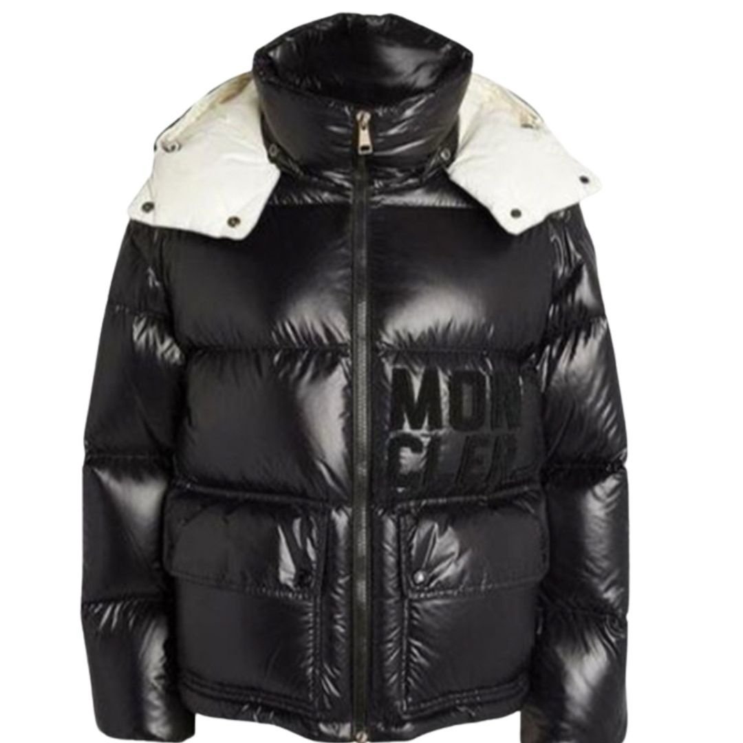 Moncler Black Abbaye Down Jacket Black/White