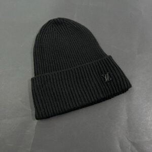 Louis Vuitton Black Wool Mini Logo Beanie