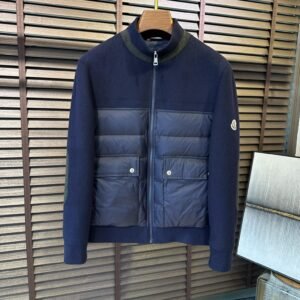 Alternative view of Moncler Knitted Padded Cardigan Jacket Navy Blue