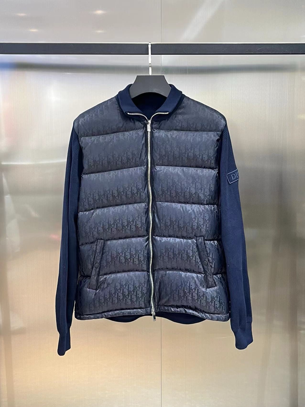 Dior Oblique Blouson Navy Blue Wool Knit - Afbeelding 2