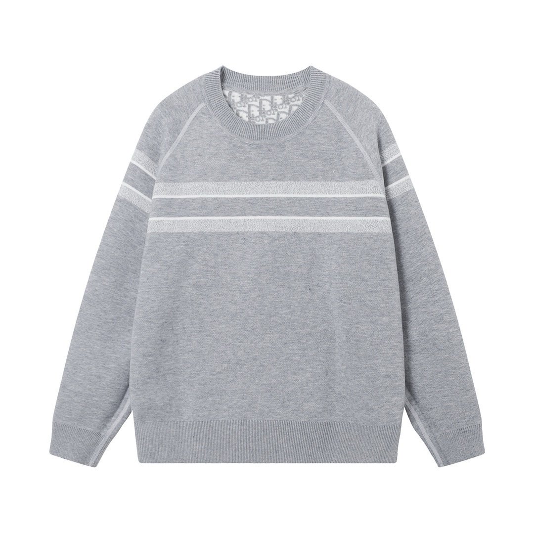 Dior Reversible Round Neck Sweater Grey Double-Sided
