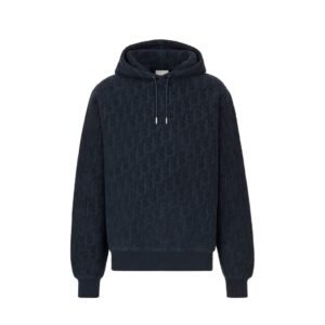 Dior Oblique Relaxed Fit Hooded Sweatshirt Navy Blue