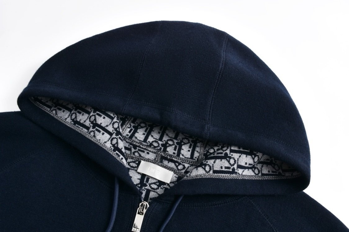 Dior Cashmere Hooded Jacket Navy Blue - Afbeelding 3