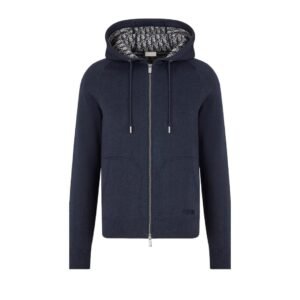 Dior Cashmere Hooded Jacket Navy  Blue