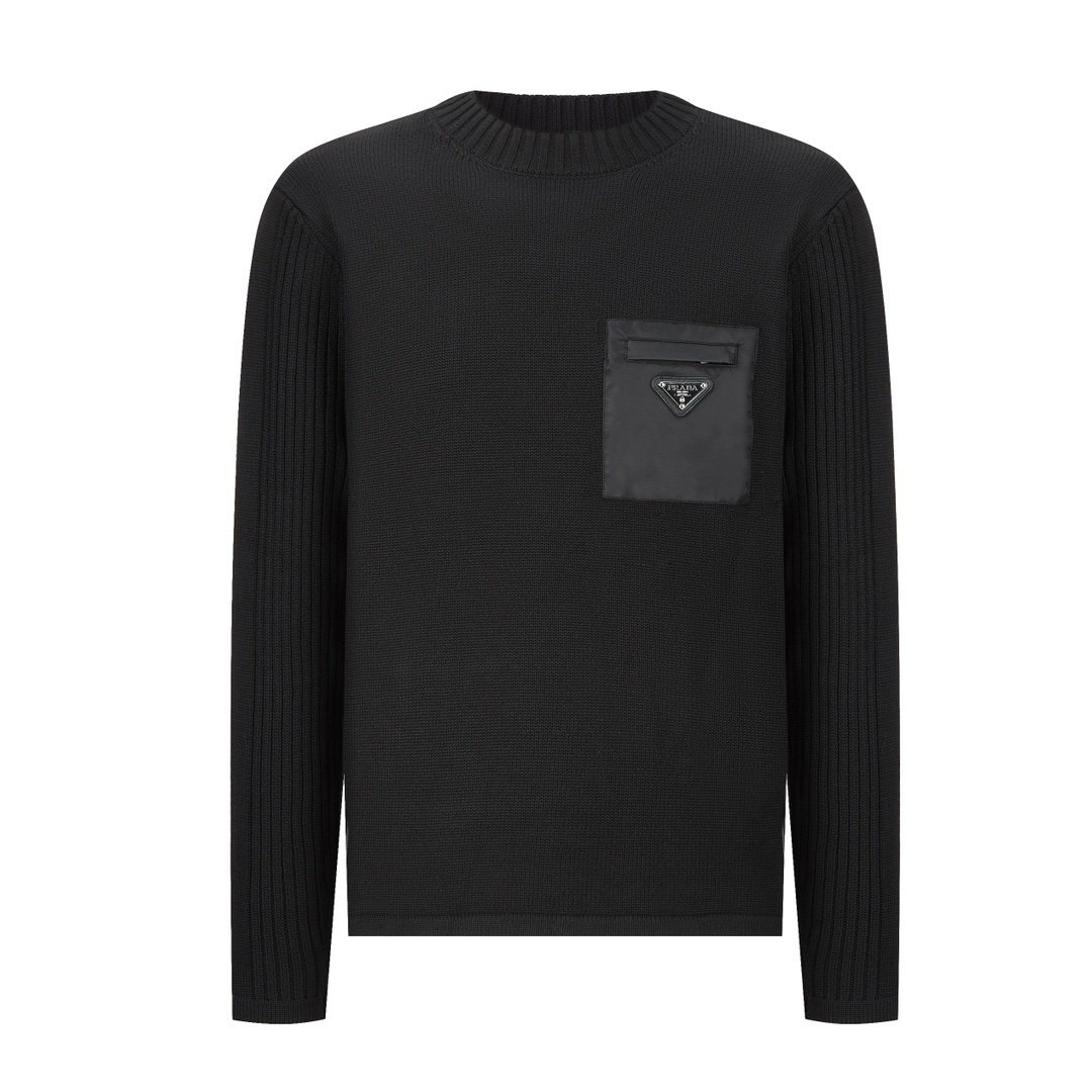 Prada Wool Re-Nylon Pocket Sweater Black