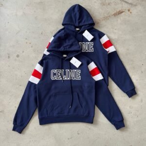 Alternative view of Loose Celine Hoodie In Cotton Fleece Blue