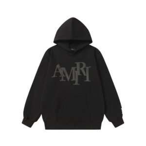 Amiri Staggered Logo Hoodie In Black