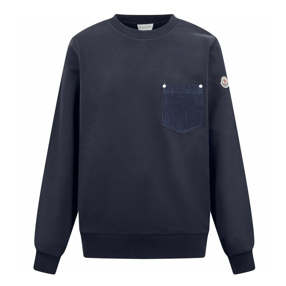Moncler Navy Blue Cotton & Denim Sweater