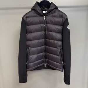 Alternative view of Moncler Padded Wool Knit Zip Up Jacket In Black