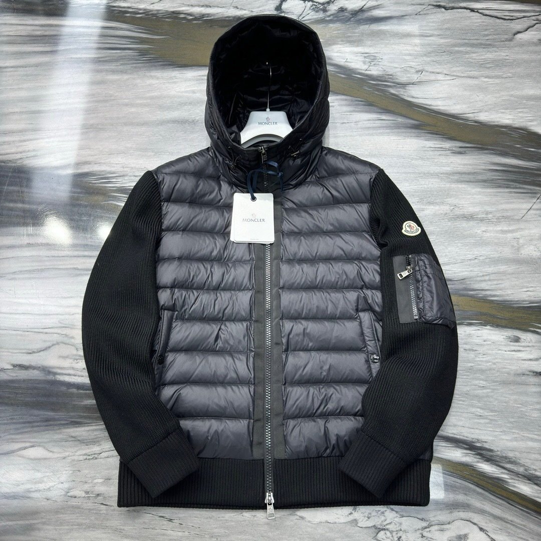 Moncler Black Padded Zip Up Cardigan Jacket Black - Afbeelding 3