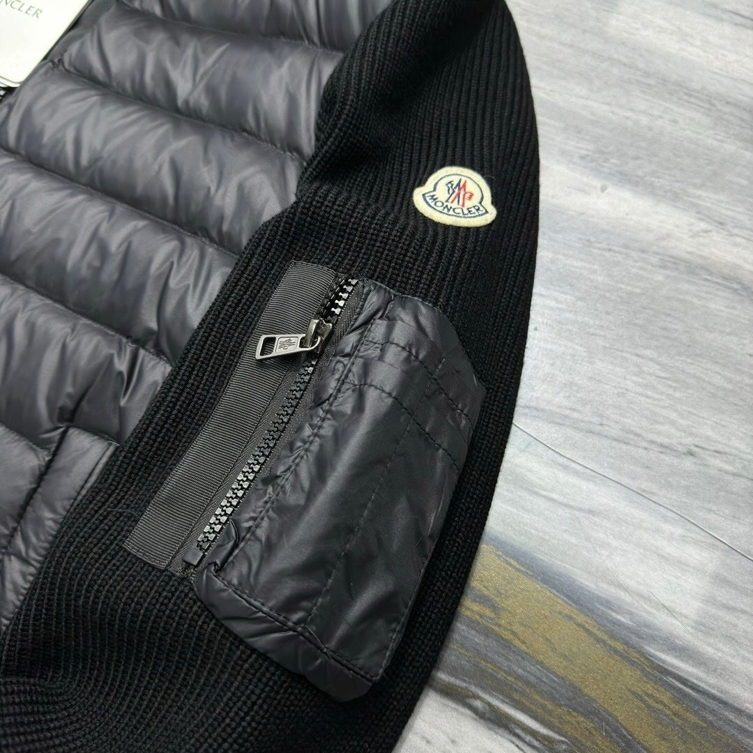 Moncler Black Padded Zip Up Cardigan Jacket Black - Afbeelding 4