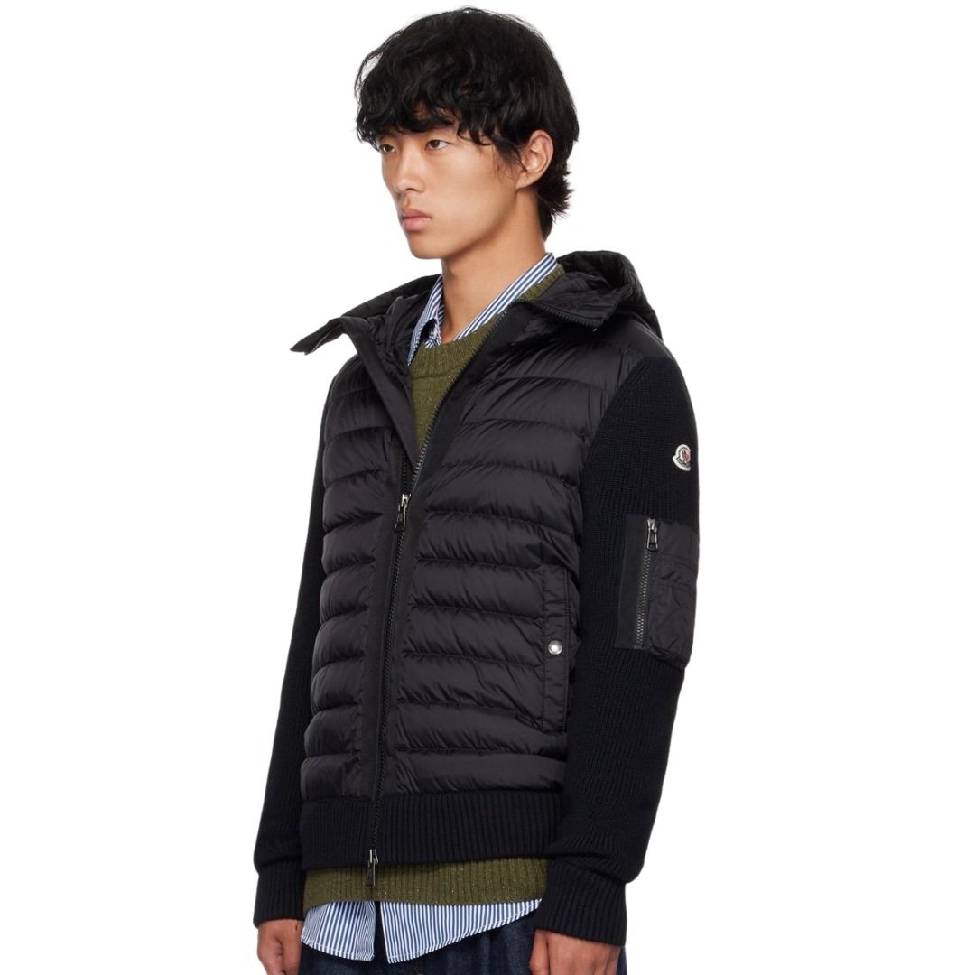 Moncler Black Padded Zip Up Cardigan Jacket Black