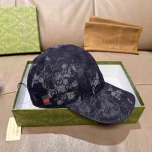 Alternative view of Gucci GG Denim Baseball Cap With Web Dark Blue