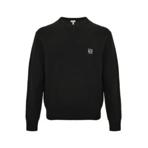 Loewe Anagram Logo Embroidered Wool Sweater In Black