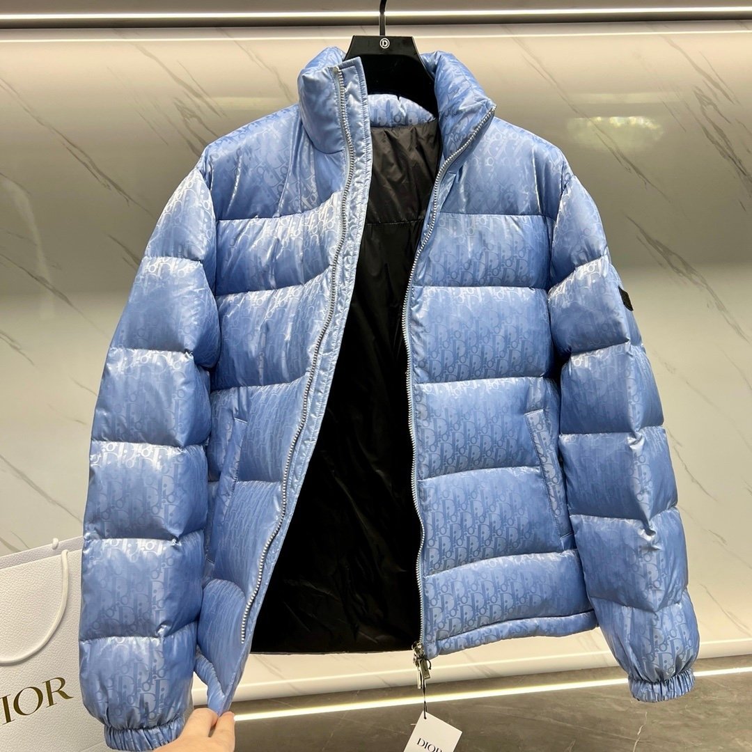 Dior Oblique Down Jacket Blue Technical Jacquard - Afbeelding 3