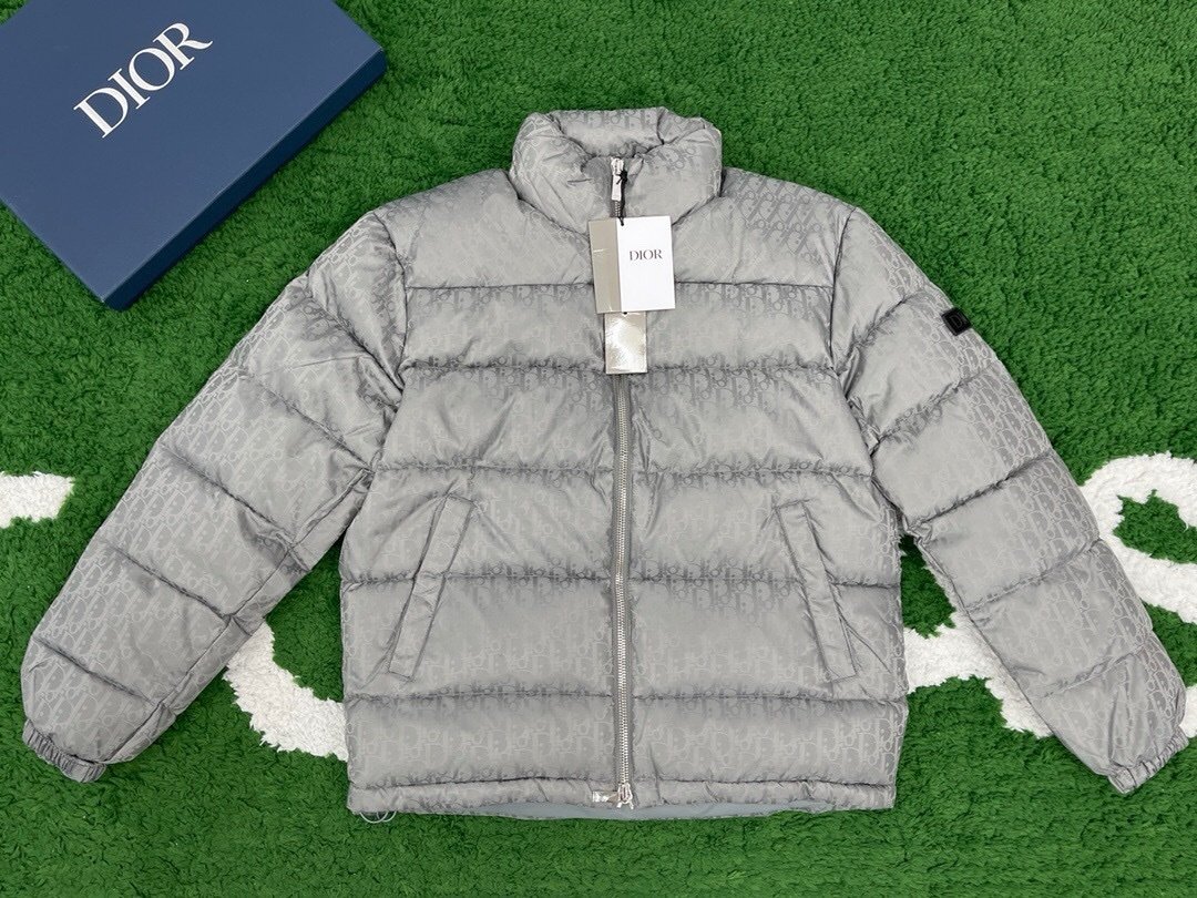 Dior Oblique Down Jacket Silver Grey Technical Jacquard - Afbeelding 2