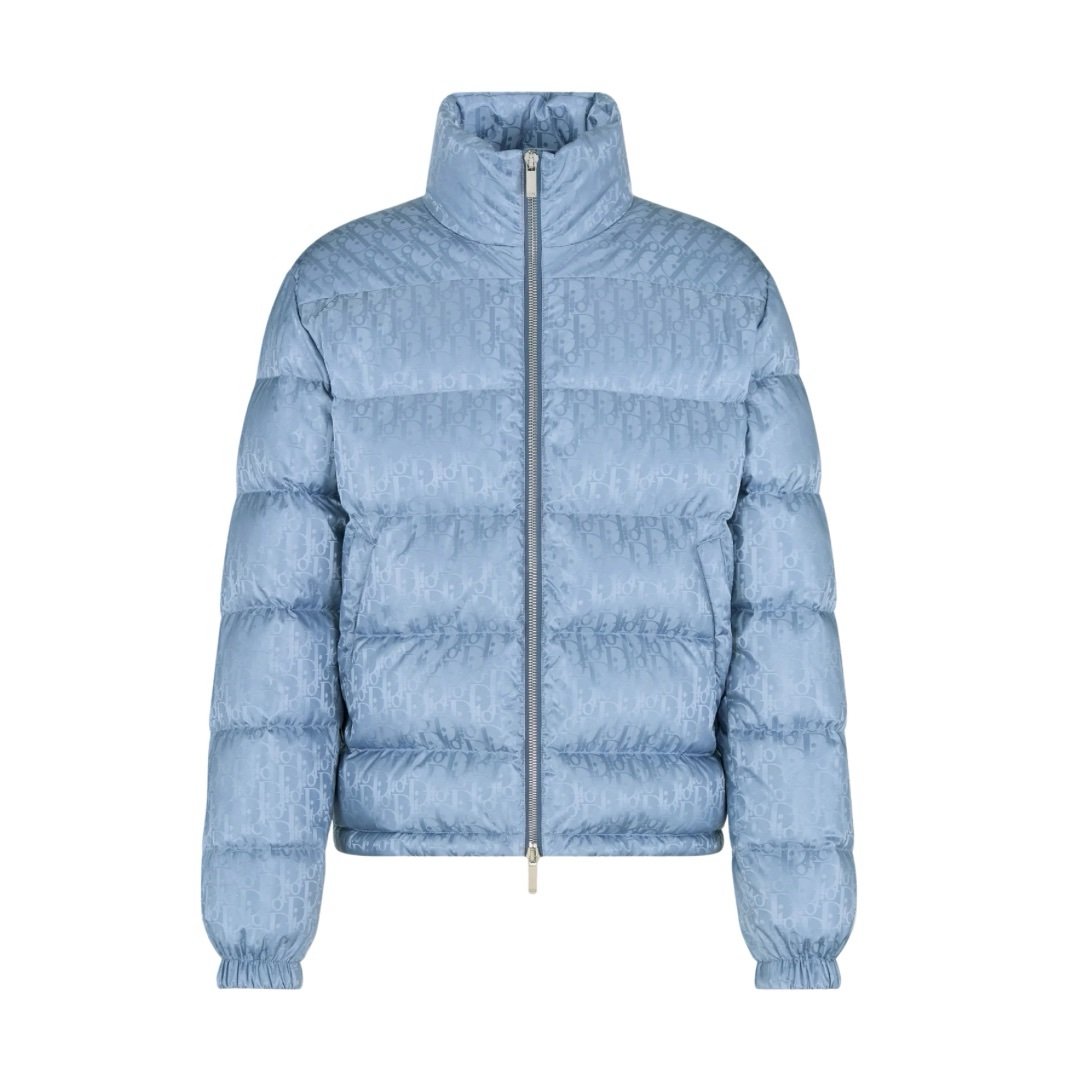 Dior Oblique Down Jacket Blue Technical Jacquard