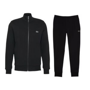 Lacoste Zipped Sweatvest Tracksuit In Black