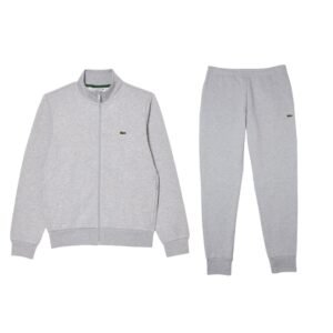 Lacoste Zipped Sweatvest Tracksuit In Grey
