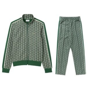 Lacoste Jacquard Monogram Tracksuit In Green