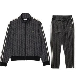 Lacoste Jacquard Monogram Tracksuit In Black