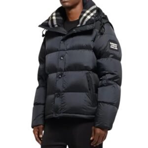 Burberry Lockwell Hooded Check Down Jacket Black