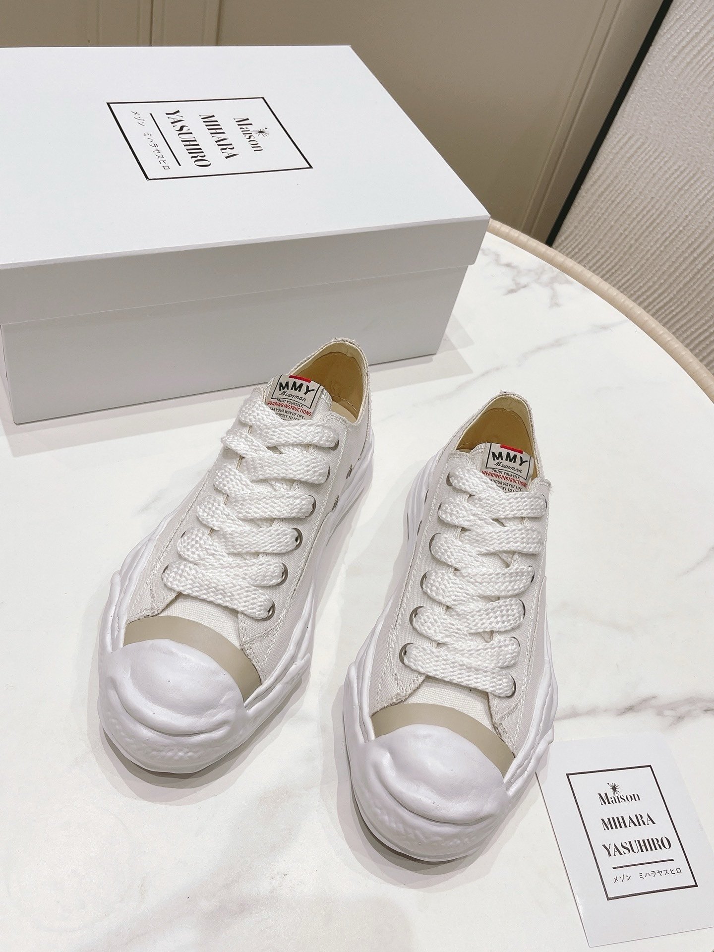 Maison Mihara Yasuhiro Hank OG Sole Canvas Low White - Afbeelding 4