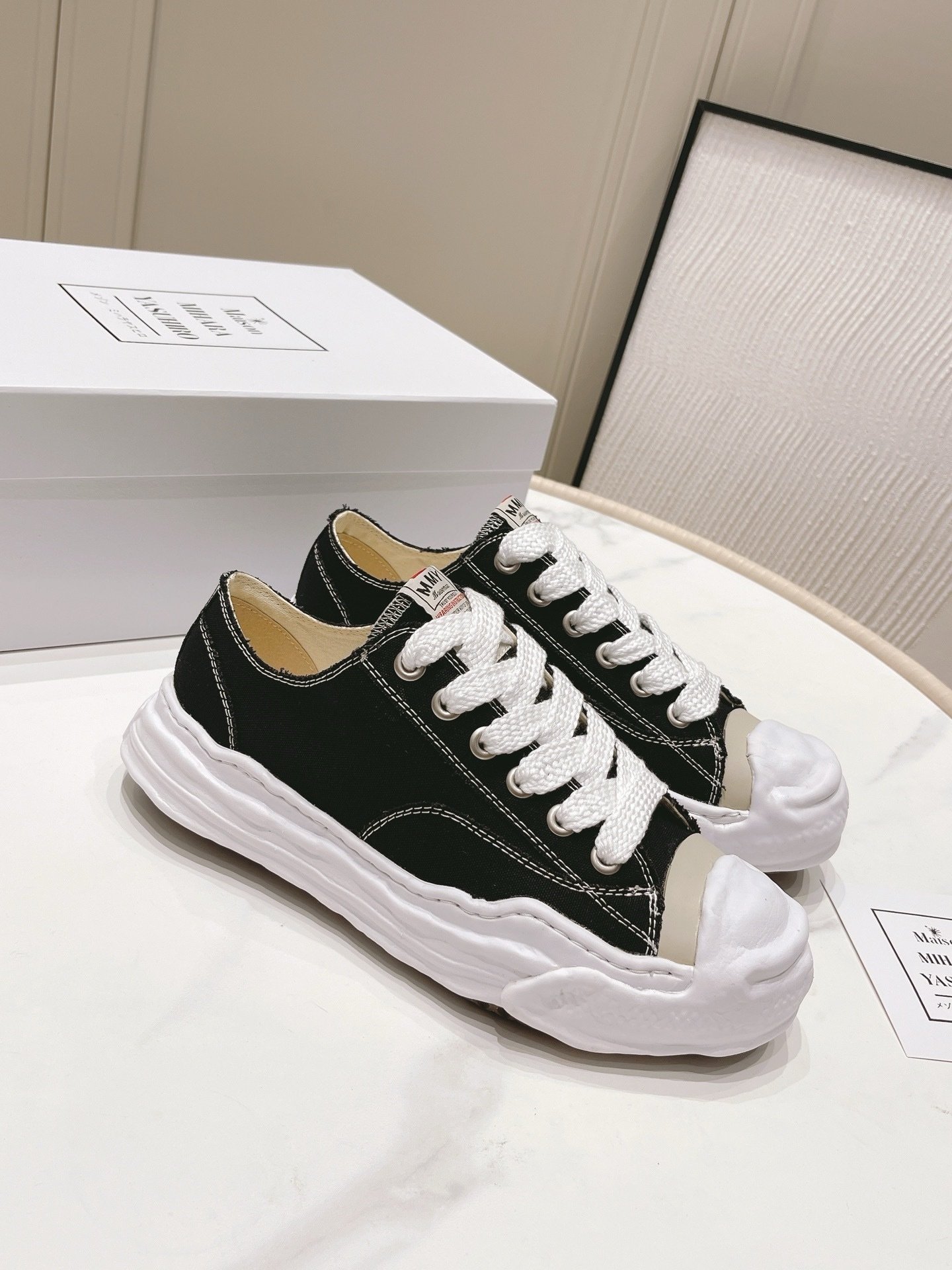 Maison Mihara Yasuhiro Hank OG Sole Canvas Low Black - Afbeelding 2