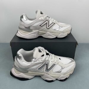 Alternative view of New Balance 9060 White Black Metallic Silver