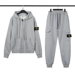 Stone Island Zipped Hoodie Tracksuit Grey