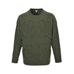 Loewe Anagram Plaid Knitted Sweater Dark Green