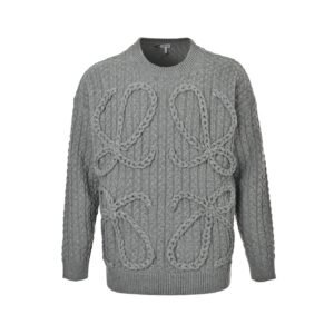 Loewe Anagram Plaid Knitted Sweater Dark Grey
