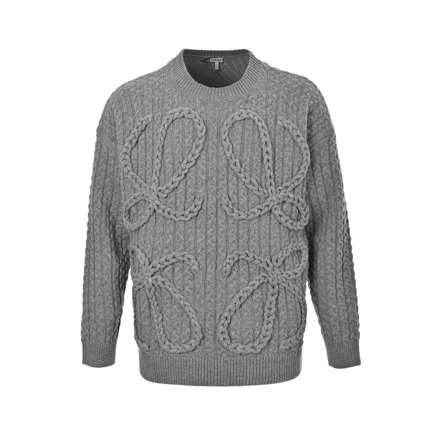 Loewe Anagram Plaid Knitted Sweater Dark Grey