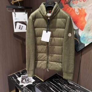 Alternative view of Moncler Quilted Shell And Wool Jacket In Green