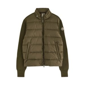 Moncler Quilted Shell And Wool Jacket In Green