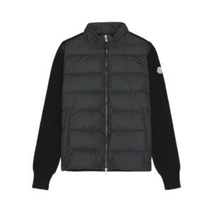 Moncler Quilted Shell And Wool Jacket In Black
