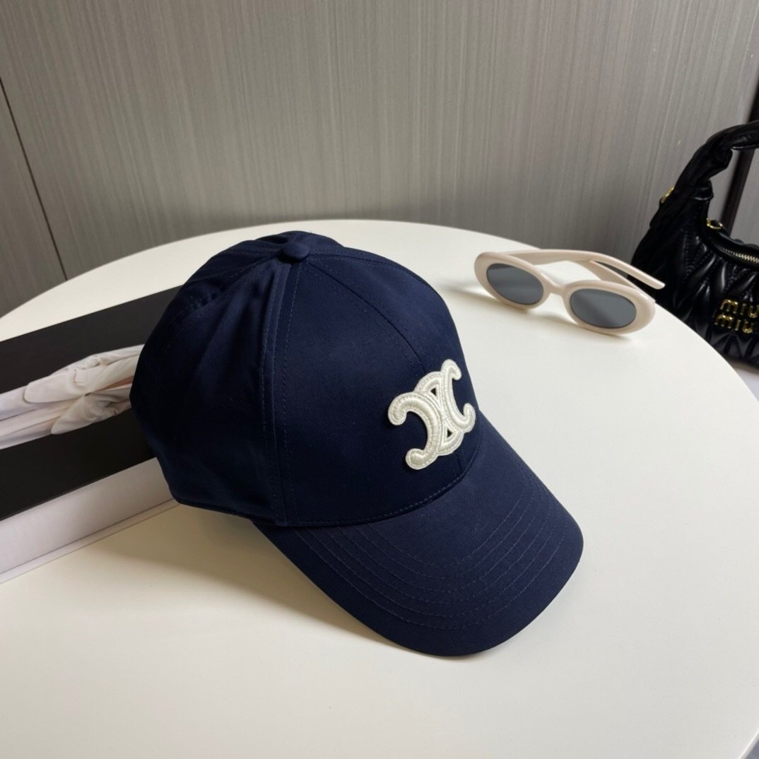 Celine Navy Baseball Cap Triomphe - Afbeelding 2