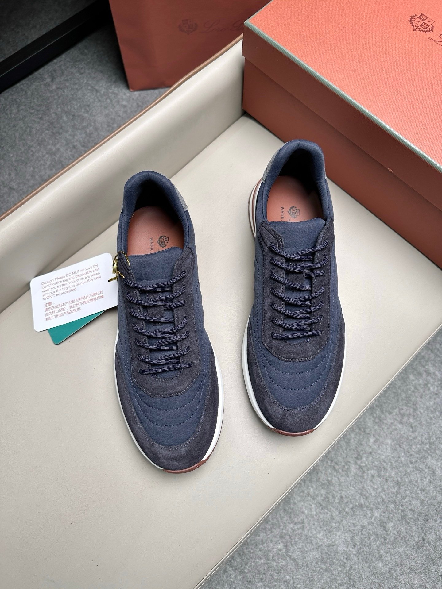 Loro Piana Weekend Walk Suede Navy/Grey - Afbeelding 4