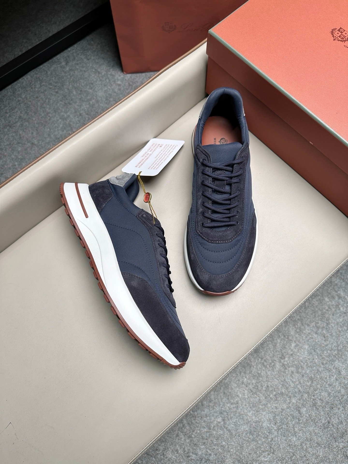 Loro Piana Weekend Walk Suede Navy/Grey - Afbeelding 7